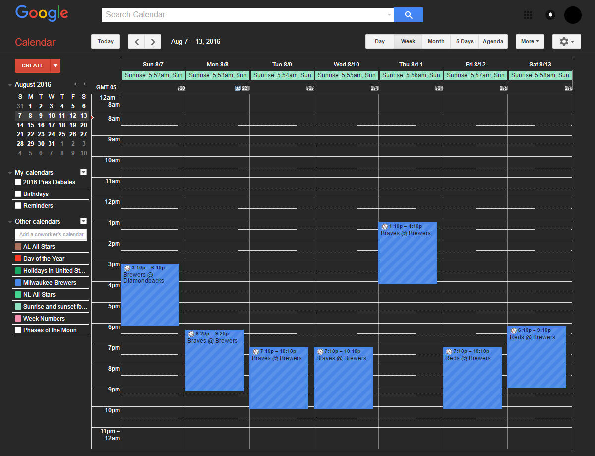 Google Calendar - Dark Theme