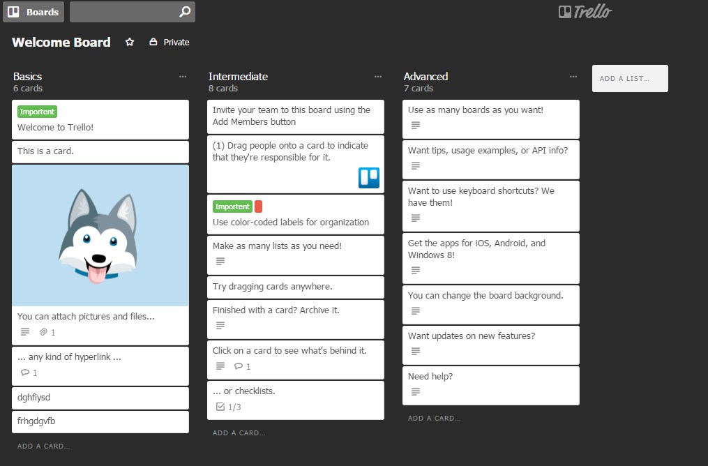 Trello dark theme with light cards+
