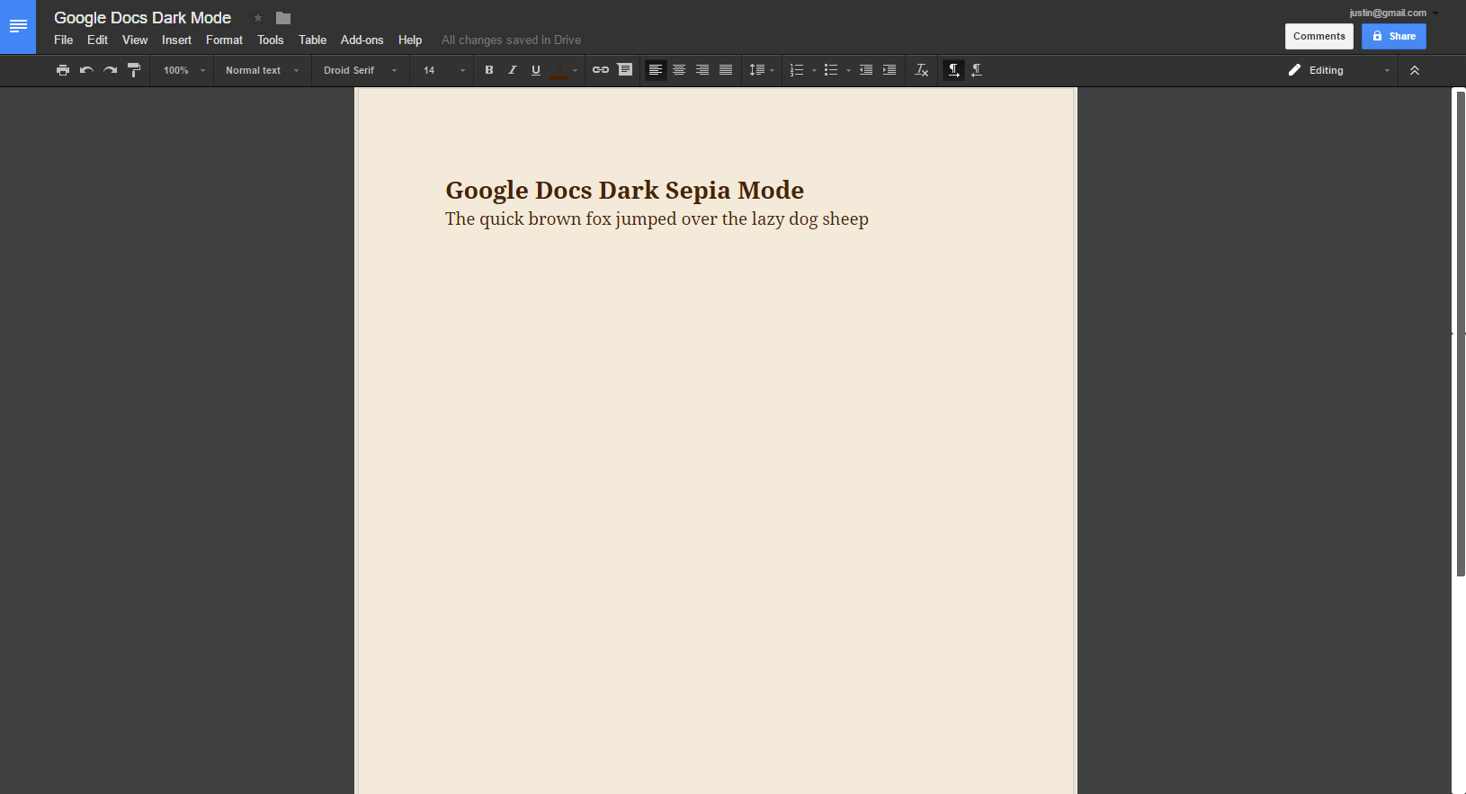 Google Docs Dark/Sepia mode