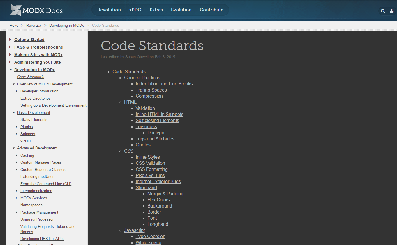 Dark theme MODX Docs