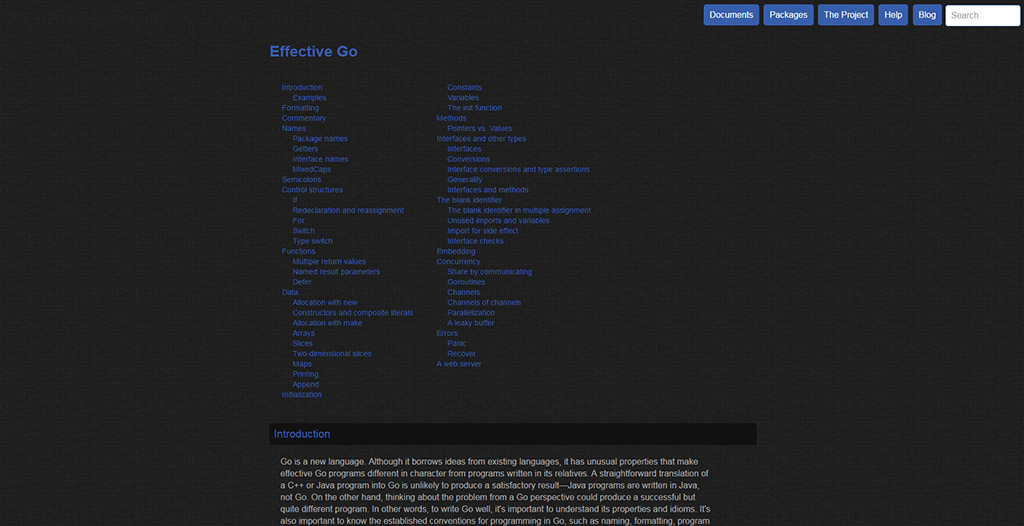 Golang.org Dark Lower Contrast