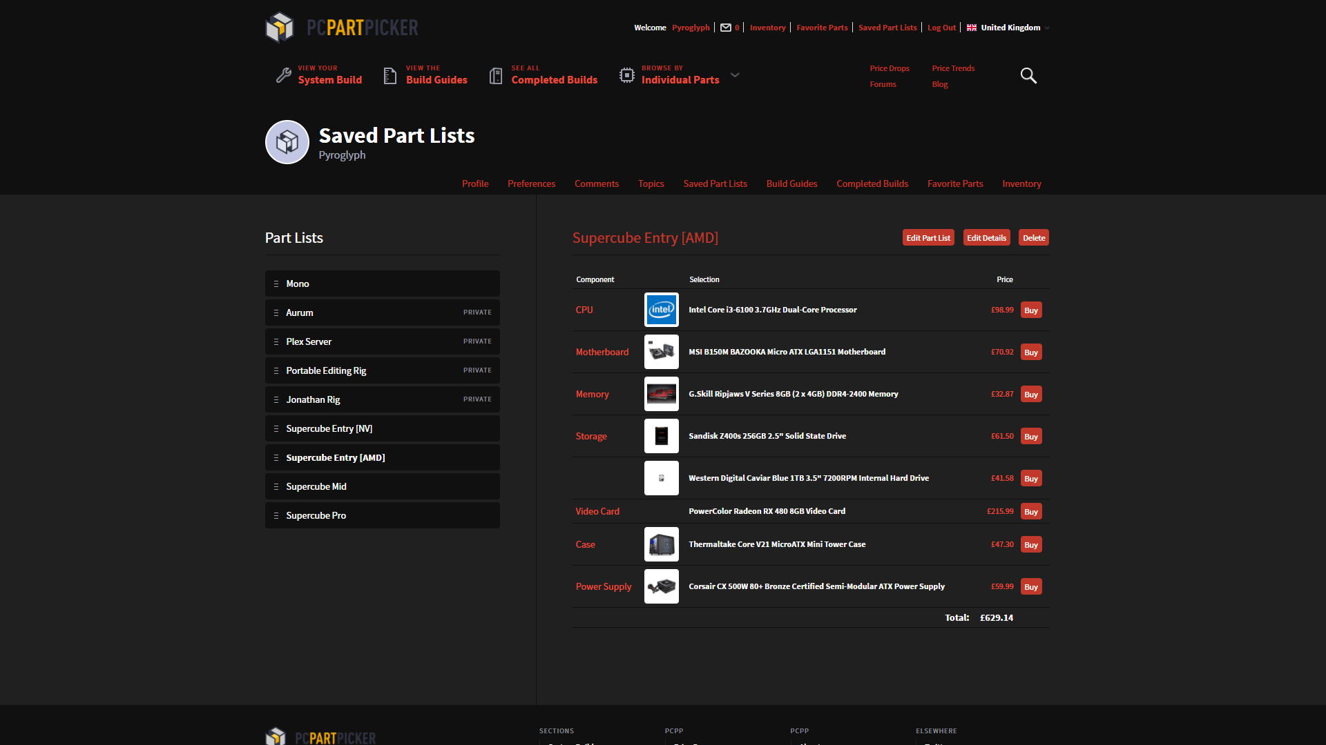 PCPartPicker Dark Theme