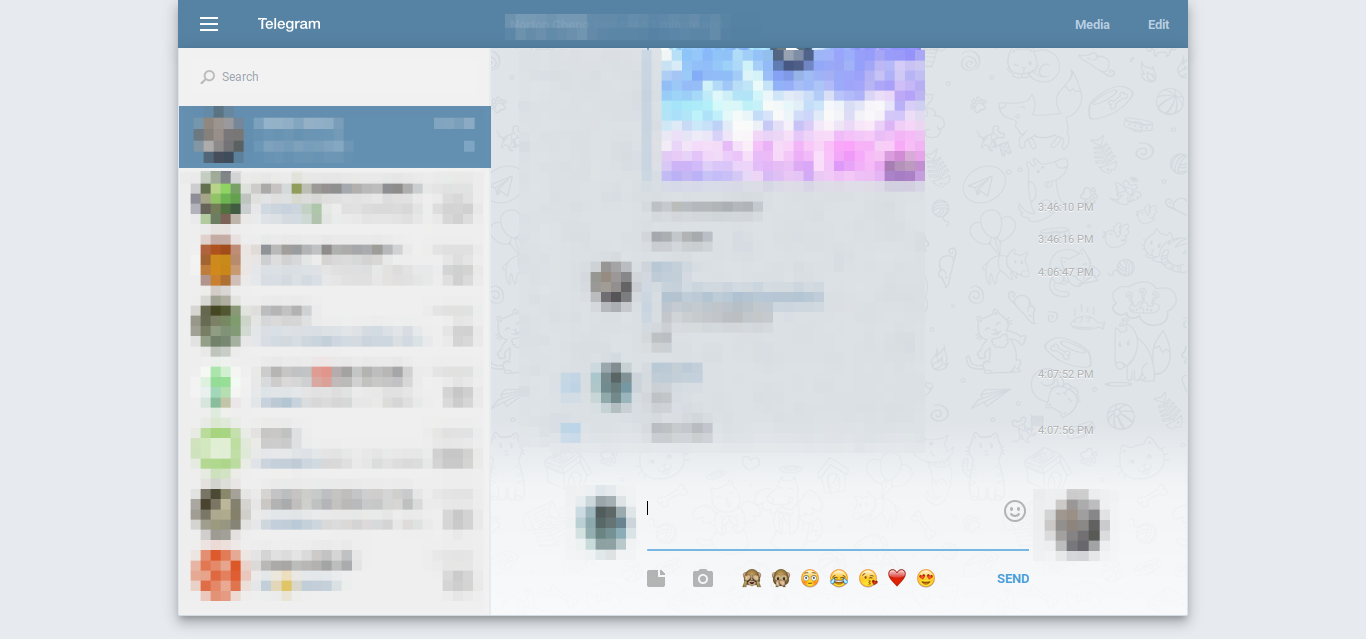 Telegram Web with cat background