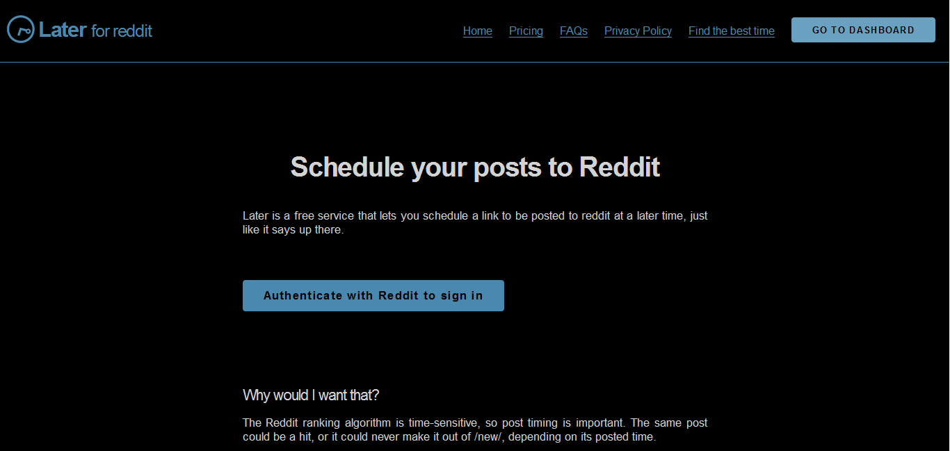 Reddit Later Black Theme