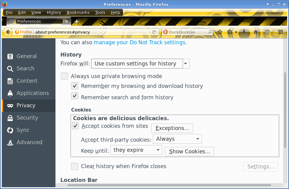 Cookies are delicious delicacies for Firefox