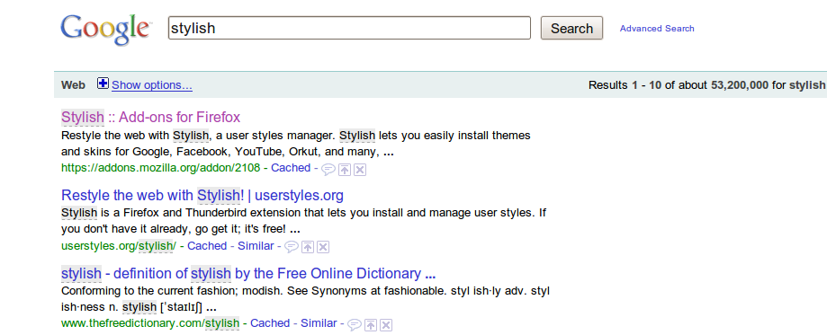 Google search -- prettier