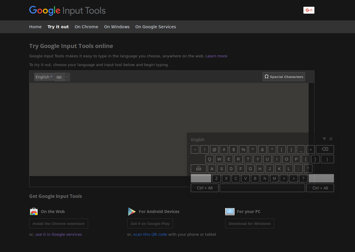 Google Input Tools Dark