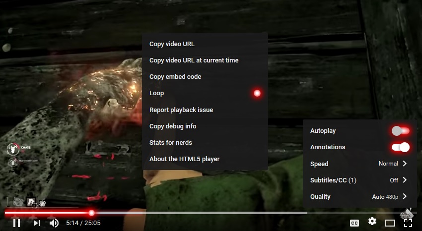 Red lightsaber Youtube player