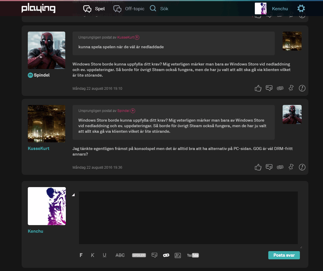 Playing.se dark