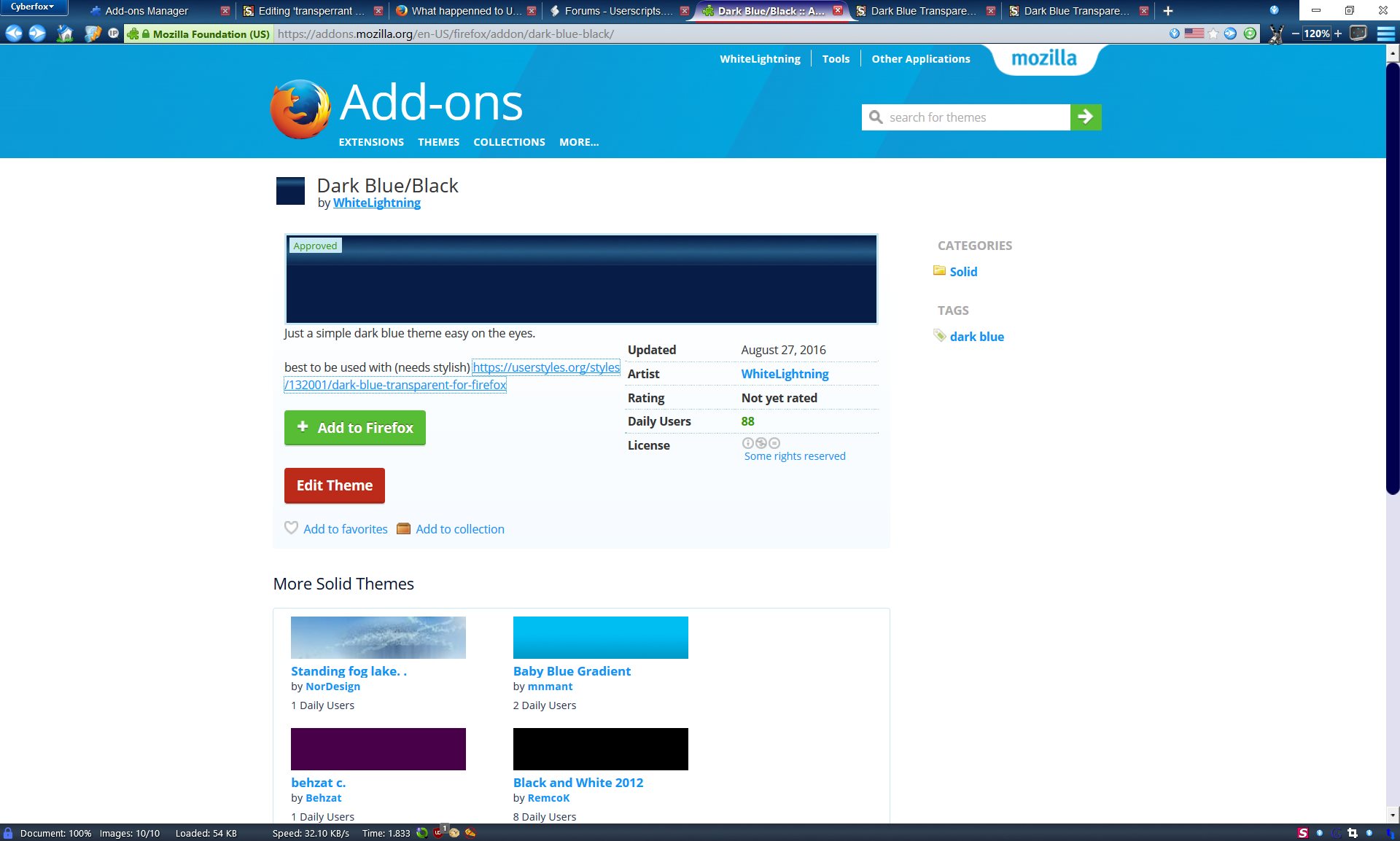 Dark Blue Transparent for Firefox