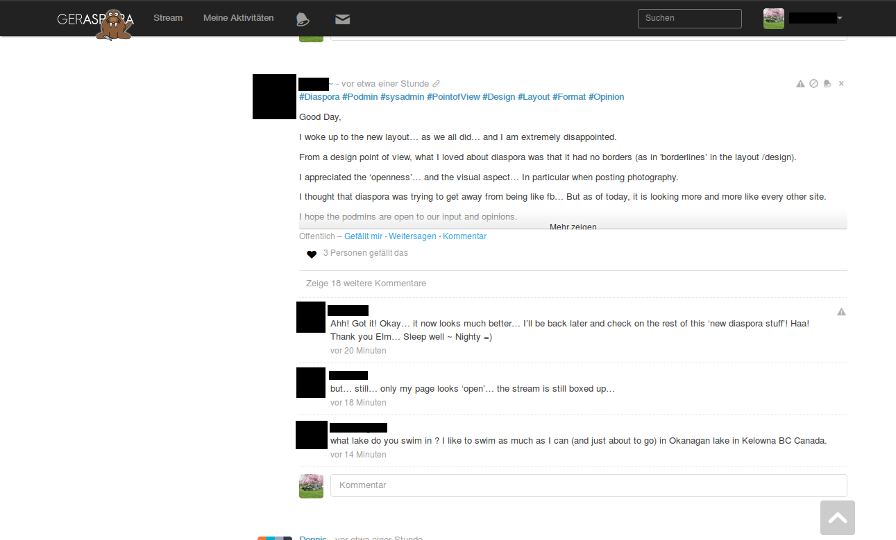 Diaspora 0.6 no frame