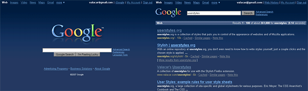 Google, iGoogle: Dark Blue Style expanded.