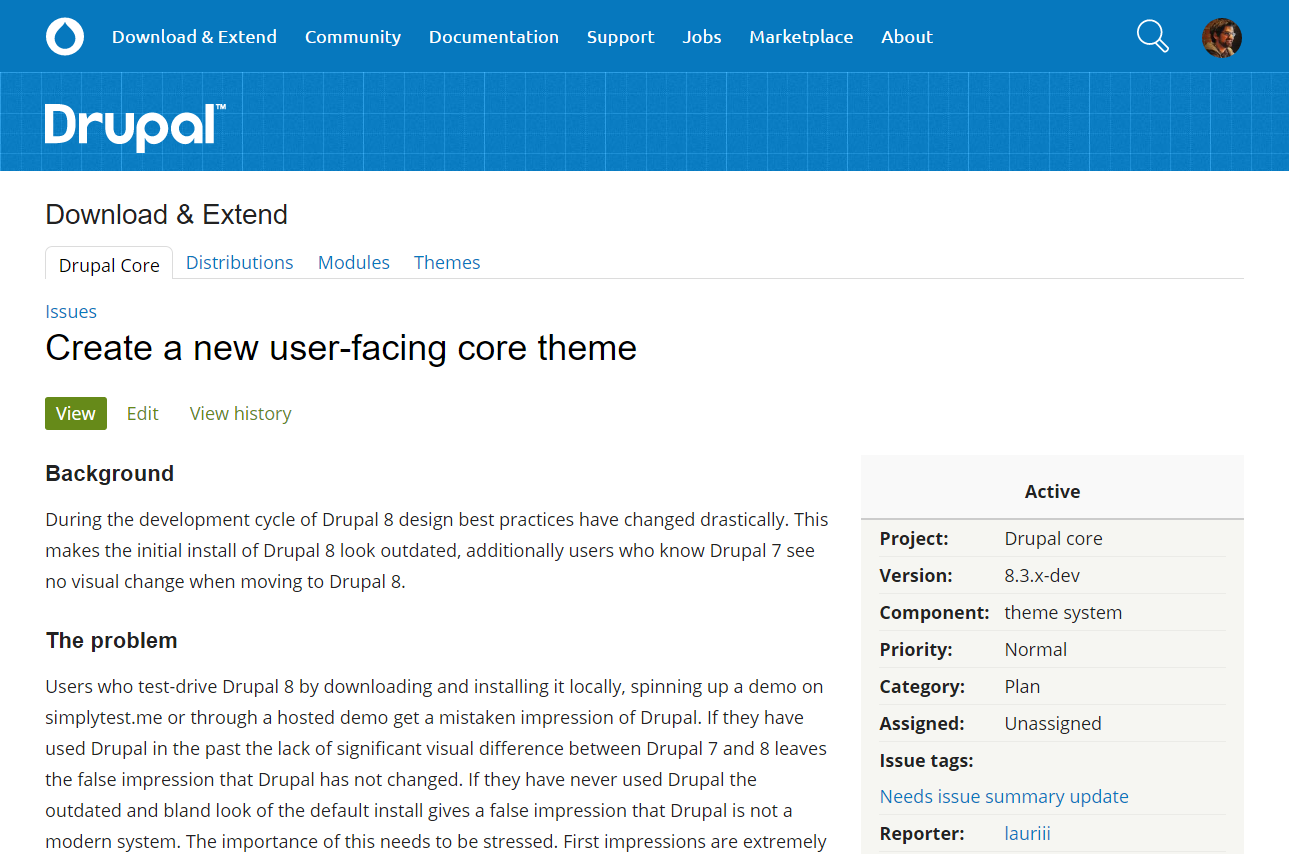 Drupal.org Screen width && Typography