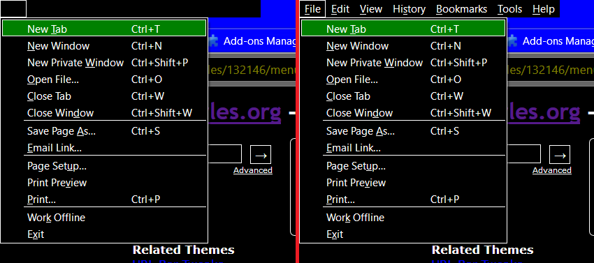 Menu Bar on High Contrast Windows (64-bit Firefox)