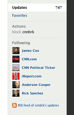 Twitter expanded "Following" list