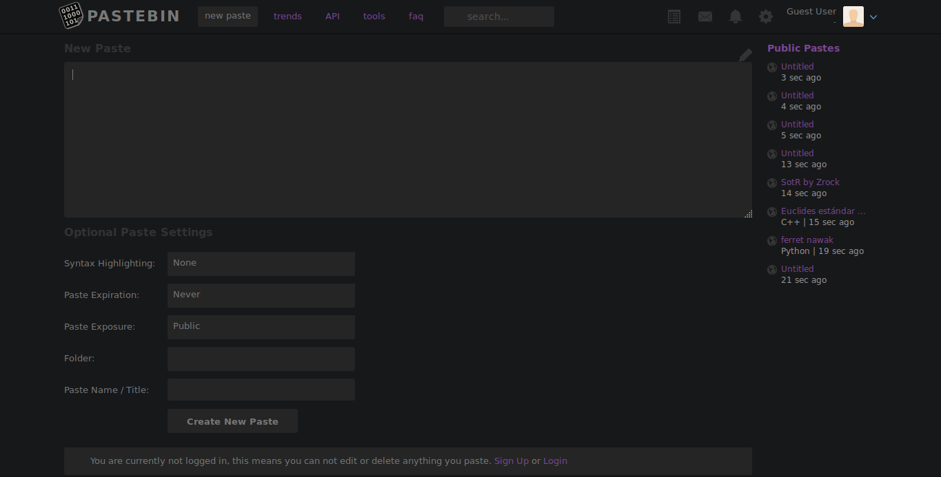 Dark and Clean Pastebin