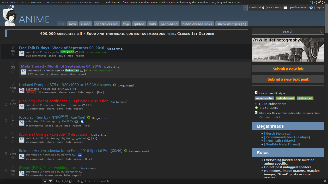 r/anime RES nightmode fix
