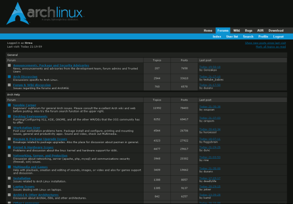 Arch Linux Forums - dark grey