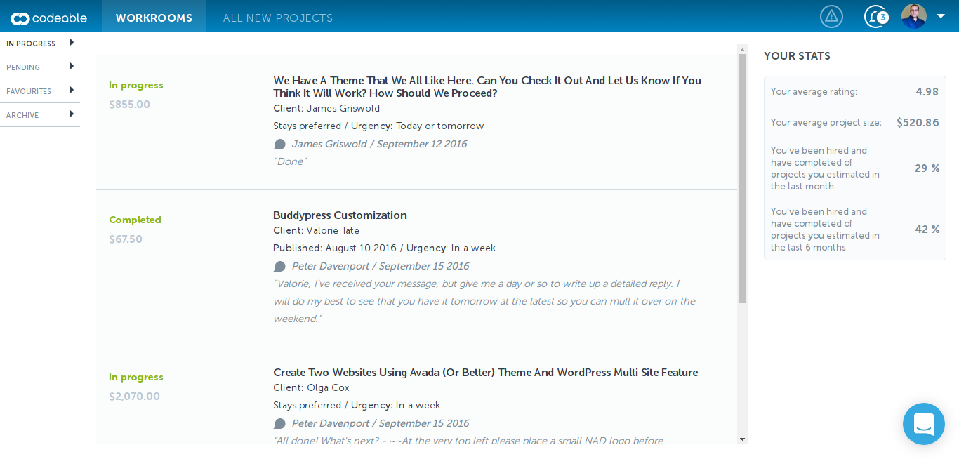 Codeable Beta Dashboard