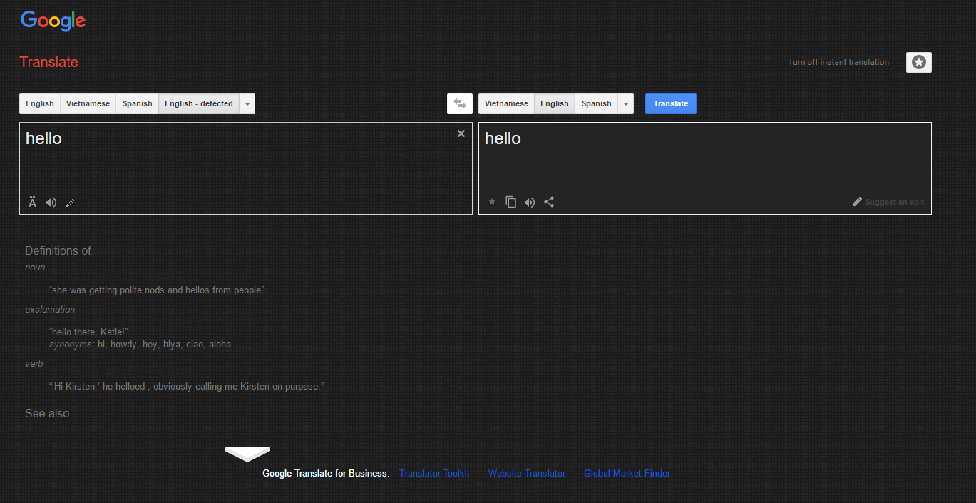 Google Translate Dark