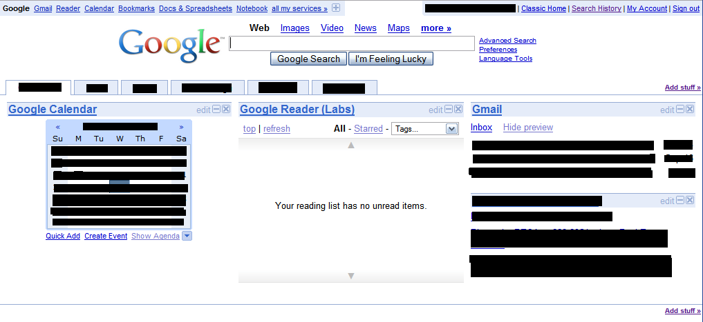 Google Personalized Homepage Optimized