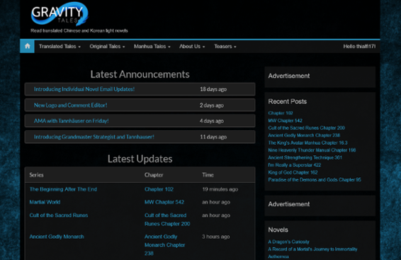 Gravity Tales Dark Theme