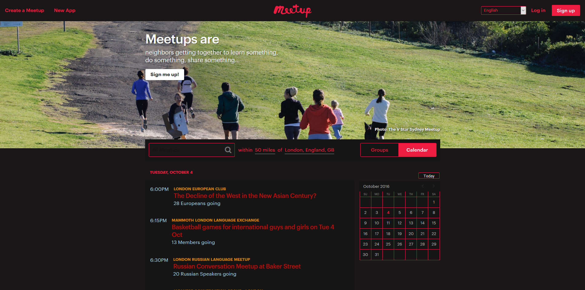 Meetup.com Dark