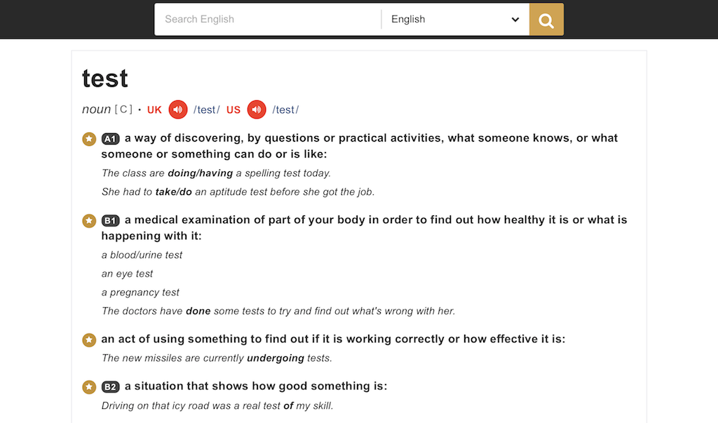 Decluttered Cambridge Dictionary