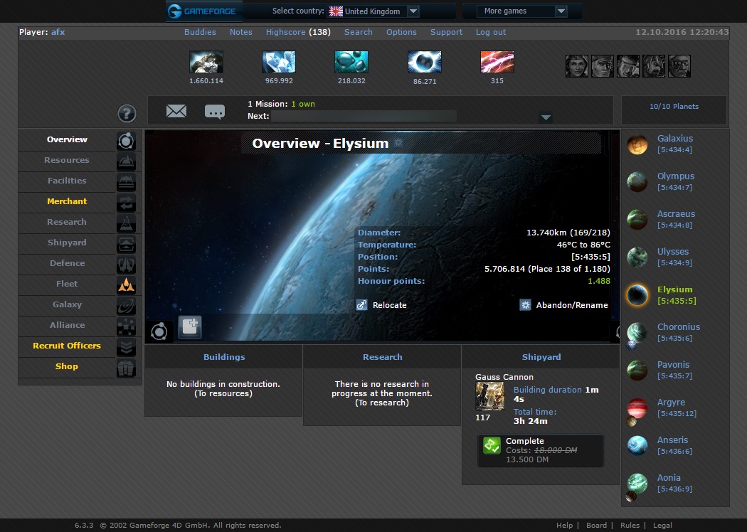 OGame Minimal AFX