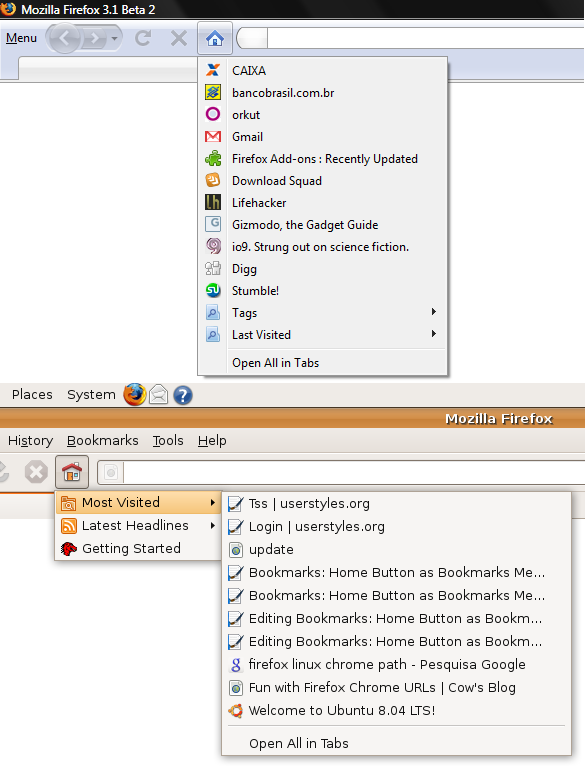 Bookmarks: Home Button as Bookmarks Menu