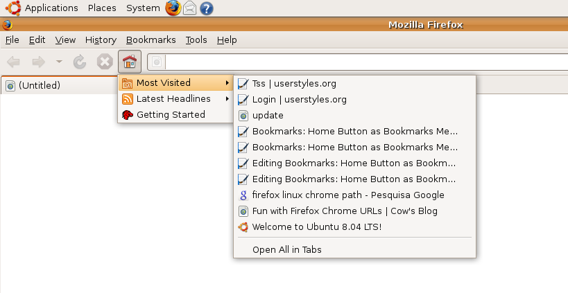 Home Button as Bookmarks Menu (GNOME)