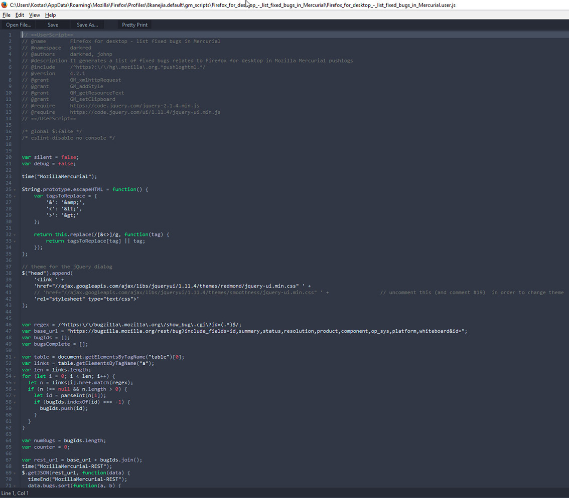 Firefox dark devedition theme - less bright