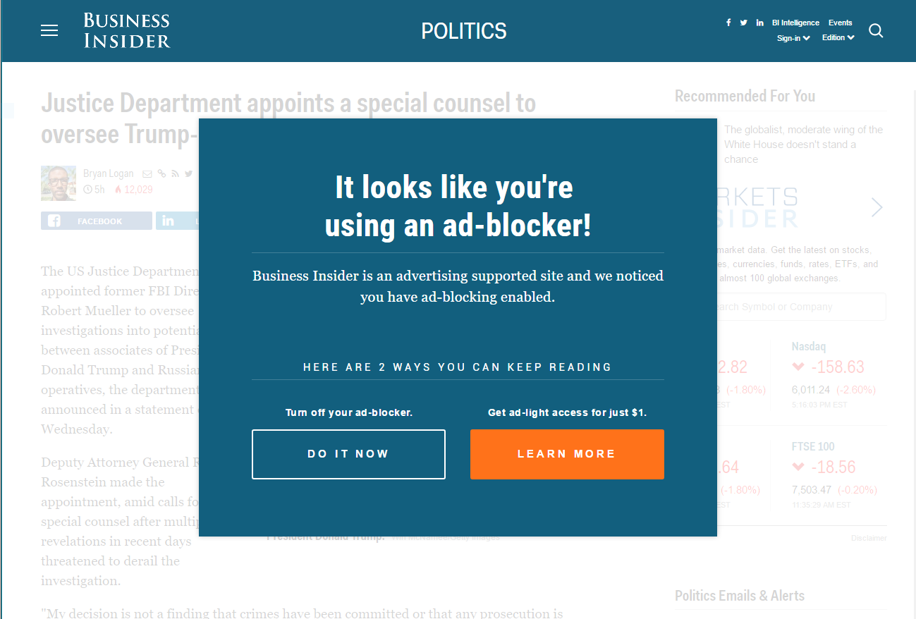 Businessinsider Remove Adblock Warning