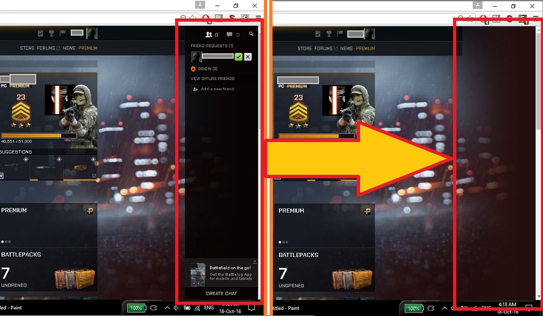 Battlelog - Remove Comcenter on Battlelog