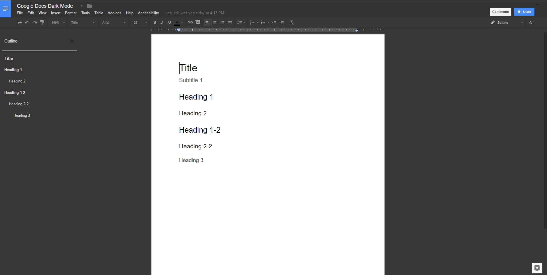 Google Docs Dark Theme Userstyles