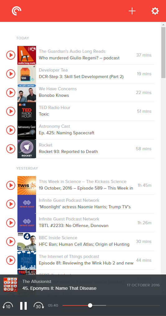Pocket Casts responsive