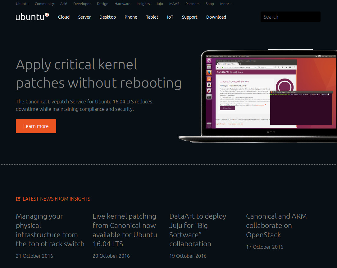 Darkish Ubuntu.com