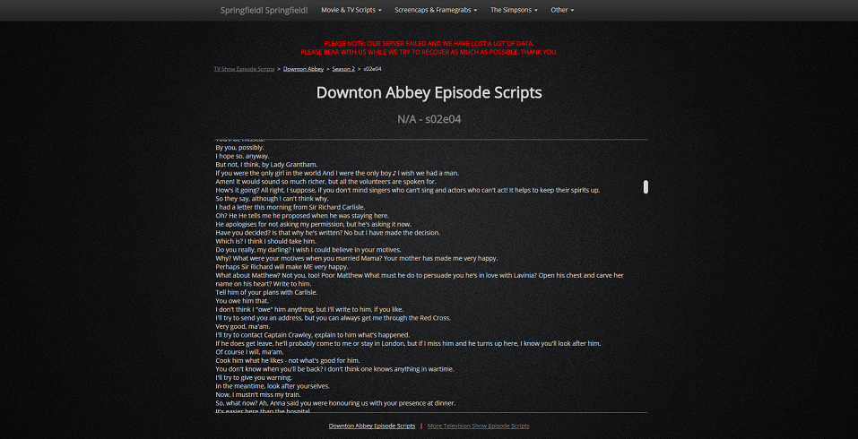 Springfield! Springfield! TV scripts - Dark