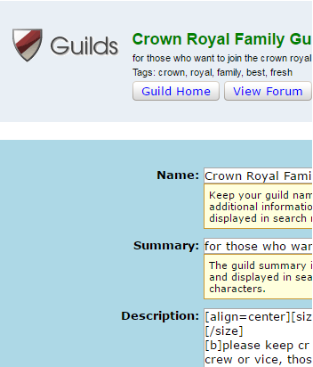gaia online change the GUILD admin page
