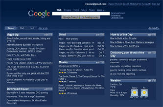 Google Personalized Home - dark blue redesign (vC)