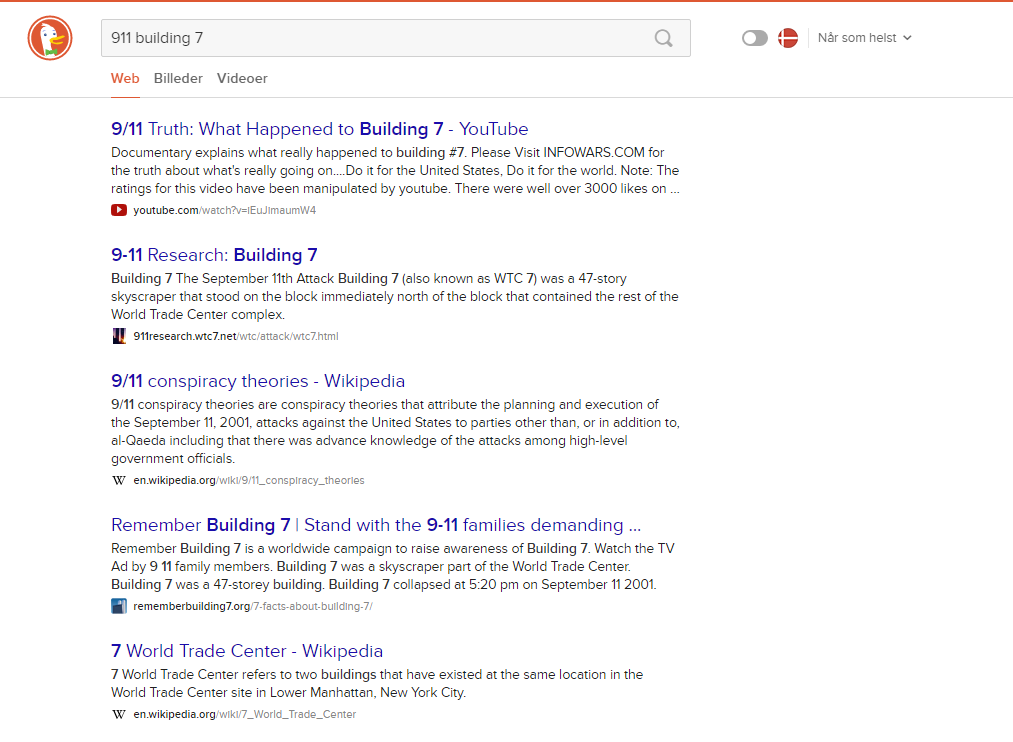 Distinguishable duckduckgo results