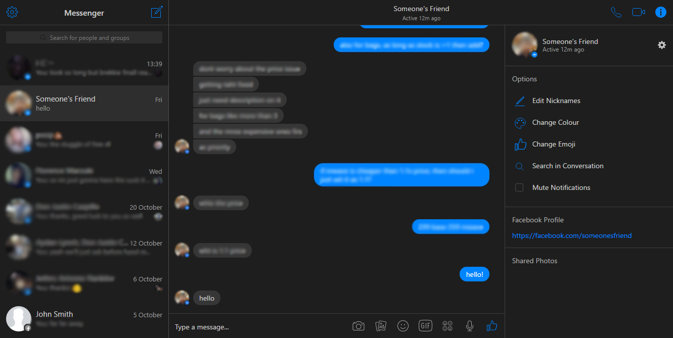Dark/Night Facebook Messenger
