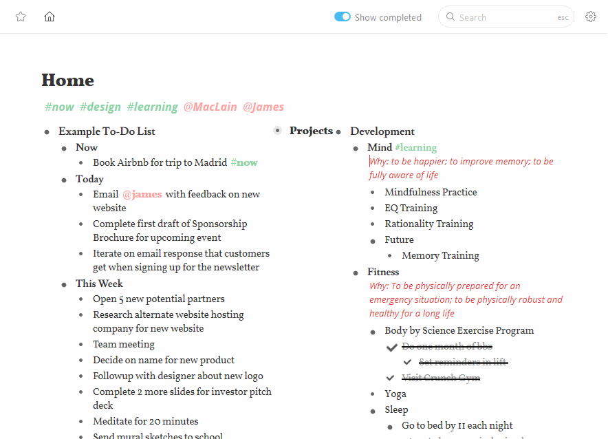 Workflowy Columns