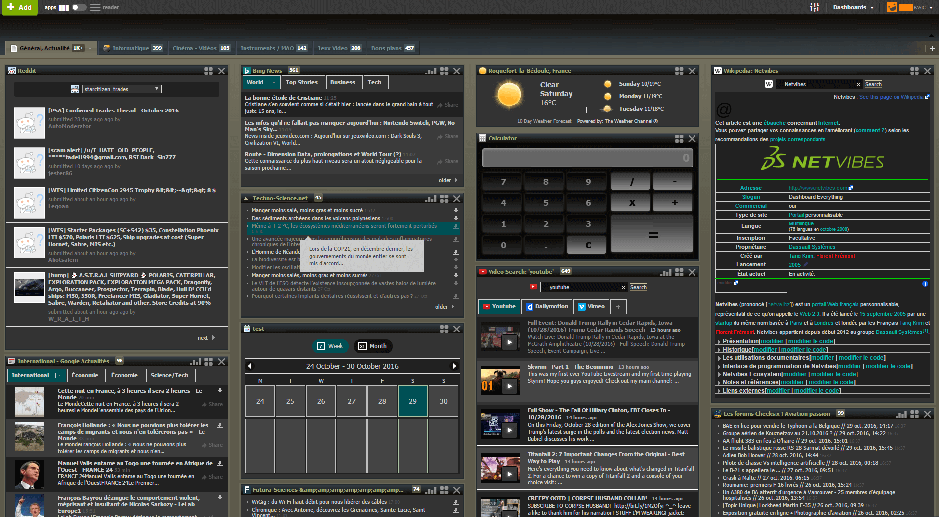 Netvibes Dark Reloaded / night mode