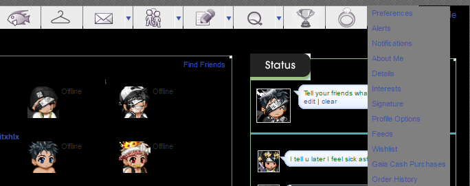 gaia online dark theme and midnight black dark