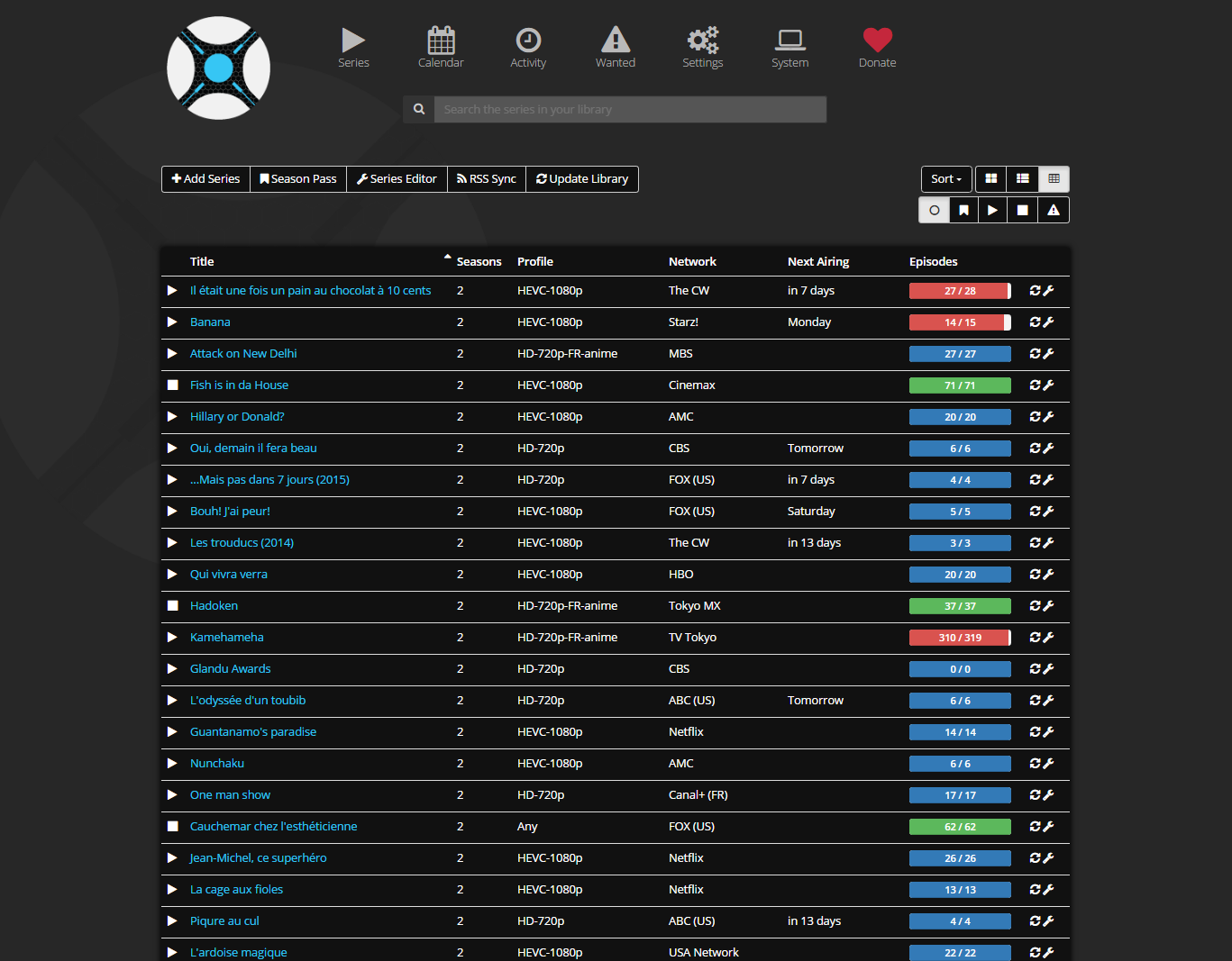 Sonarr Dark / night mode