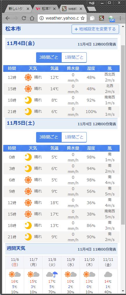 Yahoo! 天気 ピンポイント天気 モバイルファースト版