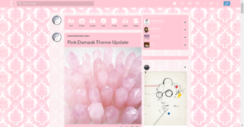 Pink Damask Tumblr Dashboard Theme