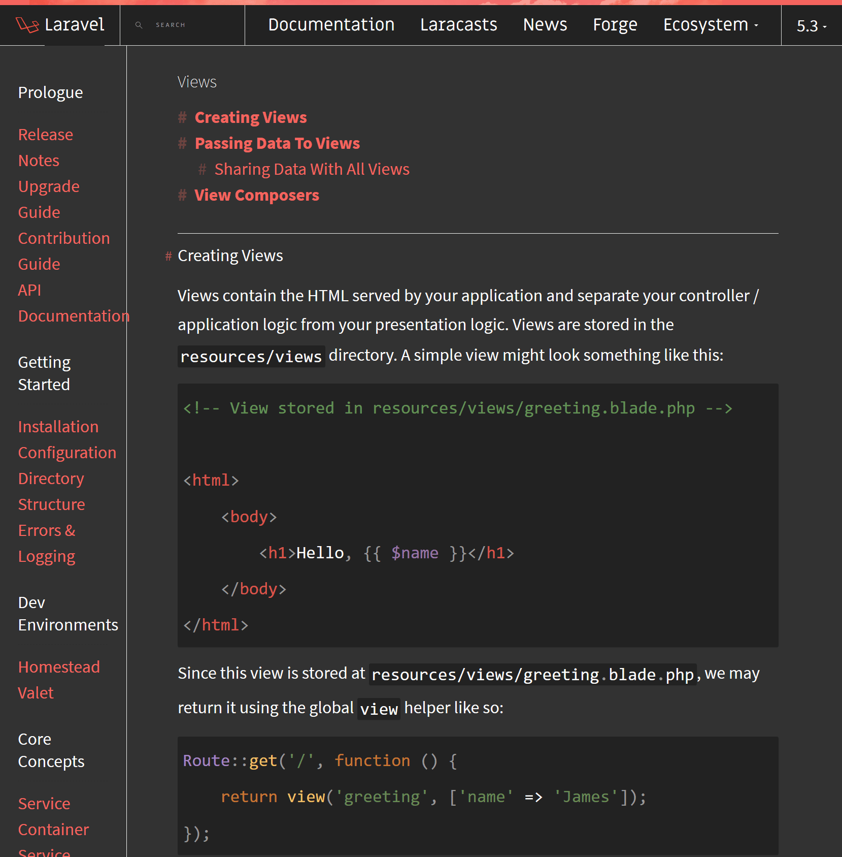 Laravel Docs Dark Theme