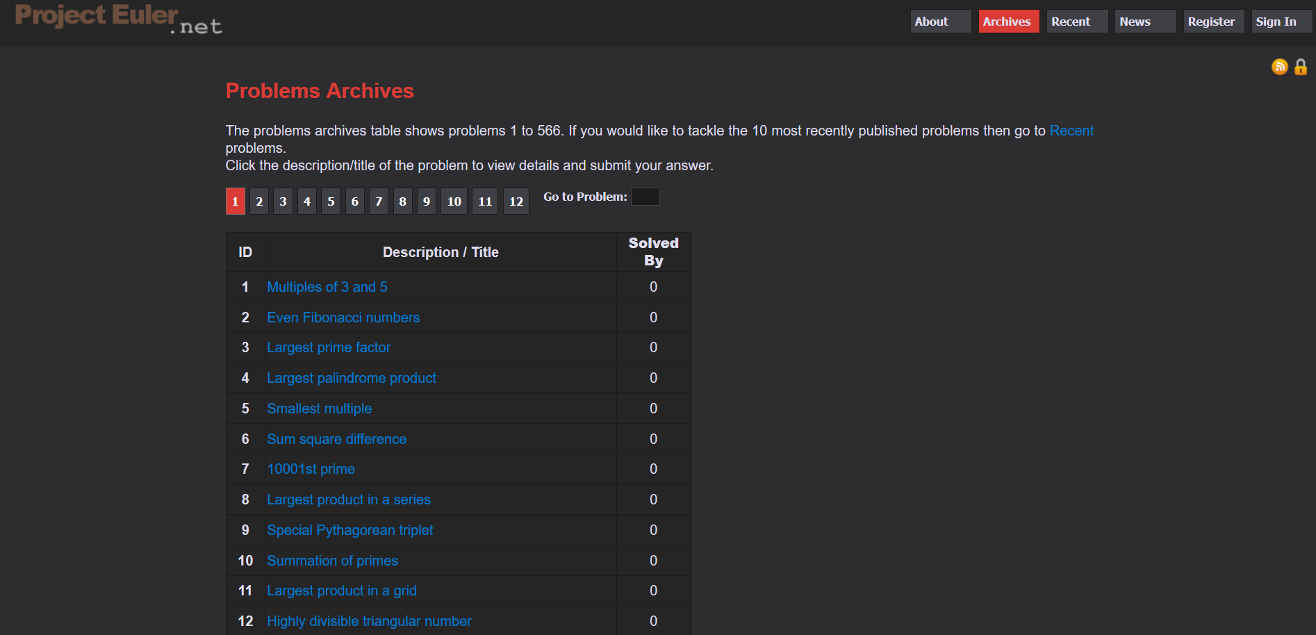 Project Euler meets Dark